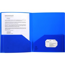 Business Source Letter Portfolio - 8 1/2" x 11" - 30 Sheet Capacity - 2 Pocket(s) - Blue - 1 Each