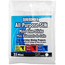 SureBonder All Purpose Mini Glue Sticks - 25 / Pack - Clear