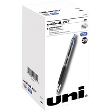 uniballâ„¢ 207 Gel Pen - Medium Pen Point - 0.7 mm Pen Point Size - Refillable - Retractable - Blue Gel-based Ink - 36 / Pack