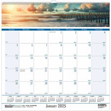 House of Doolittle Coastlines Monthly Wall Calendar - Julian Dates - Monthly - 12 Month - January 2024 - December 2024 - 1 Month Single Page Layout - 1.38" x 1.50" Block - Wire Bound - Sea Blue - 12" Height x 12" Width - Reference Calendar, Eyelet - 1 Each