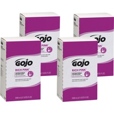 Gojo® Rich Pink Antibacterial Lotion Soap Refill - 67.6 fl oz (2 L) - Soil Remover - Antibacterial - 4 / Carton