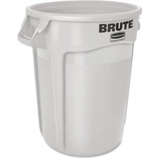Rubbermaid Commercial Brute 32-Gallon Vented Container - 32 gal Capacity - Round - Handle, Heavy Duty, Reinforced, UV Coated, Damage Resistant, Warp Resistant, Crush Resistant, Tear Resistant, Vented - 27.3" Height x 21.9" Diameter - Plastic - White - 1 Each