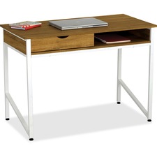 Safco Single Drawer Office Desk - Laminated Rectangle Top - 4 Legs - 43.3" Table Top Width x 21.6" Table Top Depth - 30.8" Height - Assembly Required