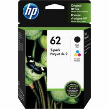 HP 62 Original Inkjet Ink Cartridge - Black, Tri-color - 2 / Pack - 200 Pages Black, 165 Pages Tri-color