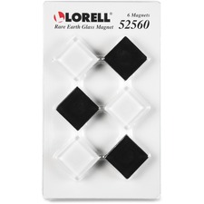 Lorell Square Glass Cap Rare Earth Magnets - Square - 6 / Pack - Black, White