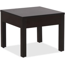 Lorell Occasional Corner Tables - Square Top - Square Leg Base x 24" Table Top Width x 24" Table Top Depth x 1" Table Top Thickness - 20" Height x 23.9" Width x 23.9" Depth - Assembly Required - Espresso, Melamine
