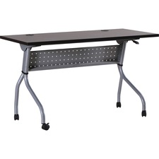 Lorell Espresso/Silver Training Table - Rectangle Top - Four Leg Base - 4 Legs - 48" Table Top Width x 23.5" Table Top Depth - 29.5" Height x 47.3" Width x 23.6" Depth - Assembly Required - Espresso, Silver - Melamine, Nylon