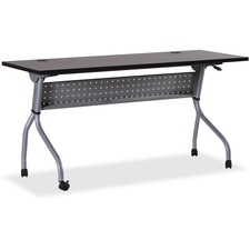 Lorell Espresso/Silver Training Table - Rectangle Top - Four Leg Base - 4 Legs - 60" Table Top Width x 23.5" Table Top Depth - 29.5" Height x 59" Width x 23.6" Depth - Assembly Required - Espresso, Silver - Melamine, Nylon