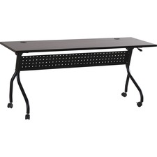 Lorell Flip Top Training Table - Rectangle Top - Four Leg Base - 4 Legs x 72" Table Top Width x 23.50" Table Top Depth - 29.50" Height x 70.88" Width x 23.63" Depth - Assembly Required - Espresso, Black - Melamine, Nylon - 1 Each