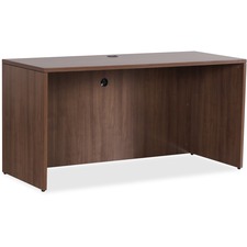 Lorell Essentials Series Credenza Shell - 70.9" x 23.6"29.5" Credenza, 1" Top, 3.8" Drawer Pull, 0.1" Edge - Walnut, Laminate Table Top - Durable, Grommet, Cord Management, Adjustable Feet - For Office
