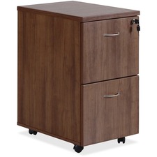 Lorell Essentials Series File/File Mobile File Cabinet - 15.8" x 22"28.4" Pedestal, 1.5" Caster - 2 x File Drawer(s) - Finish: Laminate, Walnut - Mobility, Built-in Hangrail, Locking Pedestal, Dual Wheel Caster - For File, File Folder