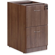Lorell Essentials Series File/File Fixed File Cabinet - 15.5" x 21.9"28.5" Pedestal, 3.8" - 2 x File Drawer(s) - Finish: Laminate, Walnut - Built-in Hangrail, Ball-bearing Suspension, Mobility - For File, File Folder
