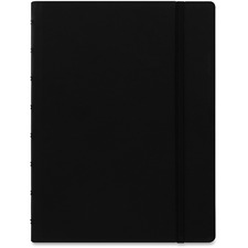 Rediform A5 Size Filofax Notebook - A5 - 56 Sheets - Twin Wirebound - 0.24" Ruled - A5 - 8 1/4" x 5 13/16" - 8.50" (215.90 mm) x 6.44" (163.51 mm) - Off White/Ivory Paper - BlackLeatherette Cover - Elastic Closure, Indexed, Pocket, Ruler, Refillable, Soft