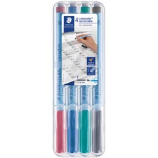 Lumocolor Correctable Marker Pens - Fine Marker Point - 0.6 mm Marker Point Size - Refillable - Assorted - Polypropylene Barrel - 4 / Set