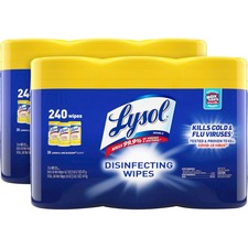 Lysol Lemon/Lime Disinfecting Wipes - For Multi Surface, Multipurpose - Lemon, Lime Blossom Scent - 80 / Canister - 6 / Carton - Pre-moistened, Deodorize, Disinfectant, Anti-bacterial - White