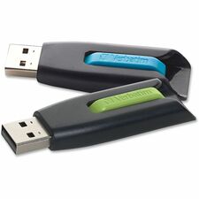 Verbatim Store 'n' Go V3 USB 3.2 Gen 1 Flash Drive - 32 GB - USB 3.2 (Gen 1) Type A - Blue, Green - Lifetime Warranty - 2 / Pack - TAA Compliant