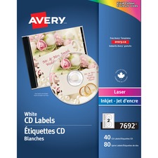 AveryÂ® Laser/InkJet CD Labels - Laser, Inkjet - Blue - 2 / Sheet - 40 / Pack