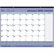 Blueline Blueline Monthly Desk Pad Calendar - Julian Dates - Monthly, Daily - 12 Month - January 2023 till December 2023 - 1 Month Single Page Layout - Desk Pad - Chipboard - 16" Height x 21.3" Width - Reference Calendar, Tear-off, Bilingual, Notes Area, Reminder Section, Moon Phases, Eyelet, Perforated, Reinforced - 1 Each