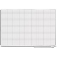 Bi-silque Magnetic Gold 1x2 Grid Planning Board - 72" (6 ft) Width x 48" (4 ft) Height - White Surface - Aluminum Frame - Rectangle - Magnetic - Grid Pattern, Pen Tray - 1 Each