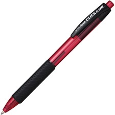 Pentel Click N Go Retactable Ballpoint Pens - Medium Pen Point - 1 mm Pen Point Size - Retractable - Red - Red Barrel - 12 / Box