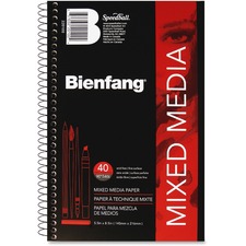 Bienfang Drawing Pad - 40 Sheets - Spiral - 90 lb Basis Weight - 8.50" (215.90 mm) x 5.50" (139.70 mm) - Black Cover - Textured, Erasable, Acid-free, Yellowing Resistant - 1 Each