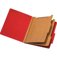 Pendaflex 2/5 Tab Cut Letter Recycled Classification Folder - 8 1/2" x 11" - 2 1/2" Expansion - 2" Fastener Capacity for Folder, 1" Fastener Capacity for Divider - Top Tab Location - Right of Center Tab Position - 2 Divider(s) - Bright Red - 60% Recycled - 10 / Box