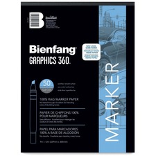 Bienfang Graphics Marker Pads - 50 Sheets - Tape Bound - 16 lb (7257.48 g) Basis Weight - 60 g/m² Grammage - Arch A - 9" (228.60 mm) x 12" (304.80 mm) Sheet Size - 12" (304.80 mm) Height x 9" (228.60 mm) Width - White/Ivory Paper - Bleed Resistant, Translucent, Acid-free, Smooth Surface - 1 Each