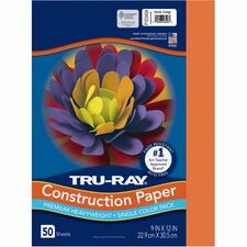 Tru-Ray Construction Paper - Art Project - 12"Width x 9"Length - 50 / Pack - Electric Orange - Sulphite