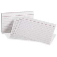 Oxford Ruled Heavyweight Index Cards - Front Ruling Surface - Ruled - 3" x 5" - White Paper - Heavyweight - 100 / Pack