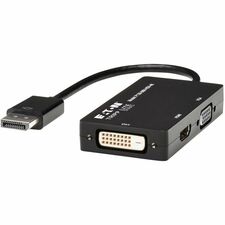 Tripp Lite series P136-06N-HDV-4K DisplayPort/HDMI/DVI/VGA Audio/Video Cable - 6" DVI/DisplayPort/HDMI/VGA A/V Cable for Audio/Video Device, Notebook, Tablet, Monitor, Projector, TV - First End: 1 x DisplayPort 1.2 Digital Audio/Video - Male - Second End: 1 x 15-pin HD-15 - Female, 1 x HDMI Digital Audio/Video - Female, 1 x DVI (Dual-Link) Digital Video - Female - Supports up to 3840 x 2160 - Black - 1 Each