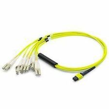 AddOn 2m MPO (Female) to 12xLC (Male) 12-Strand Yellow OS2 Duplex OFNR (Riser-Rated) Fiber Fanout Cable