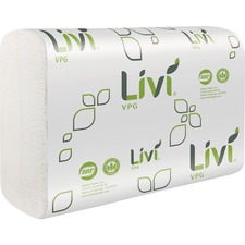 Livi VPG MultiFold Towel - 1 Ply - Multifold - 9.06" x 9.45" - White - Virgin Fiber, Paper - 250 Per Pack - 16 / Carton