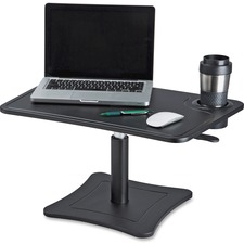 Victor High Rise Height Adjustable Laptop Stand with Storage Cup - 15.25" (387.35 mm) Height x 23.75" (603.25 mm) Width x 15.25" (387.35 mm) Depth - Desktop - Steel, Wood, Polyvinyl Chloride (PVC) - Black