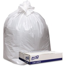 Genuine Joe Low Density White Can Liners - 56 gal Capacity - 43" Width x 47" Length - 0.90 mil (23 Micron) Thickness - Low Density - White - 100/Carton - Industrial Trash - Recycled