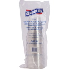 Genuine Joe 12 oz Clear Plastic Cups - 25 / Pack - 20 / Carton - Clear - Plastic - Cold Drink, Beverage
