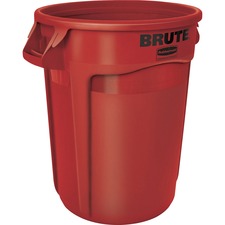 Rubbermaid Commercial Brute 32-Gallon Vented Container - 32 gal Capacity - Round - Warp Resistant, UV Coated, Reinforced, Damage Resistant, Heavy Duty, Handle, Tear Resistant - 27.3" Height x 21.9" Diameter - Plastic - Red - 1 Each