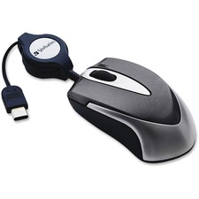 Verbatim USB-C Mini Optical Travel Mouse - Black - Optical - Cable - Black - 1 Pack - USB - Scroll Wheel - 3 Button(s)