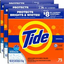 Tide Powder Laundry Detergent - For Clothing, Laundry - Concentrate - 95 oz (5.94 lb) - Original Scent - 3 / Carton - Orange