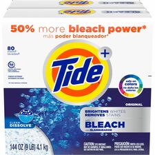 Tide Vivid Plus Bleach Detergent - 144 oz (9 lb) - Original Scent - 2 / Carton - Machine Washable, Moisture Resistant, Residue-free, Non-chlorine Bleached, Phosphate-free, Anti-septic - White