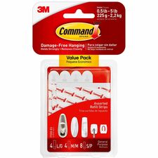 Command Assorted Refill Strips - Foam - 16 / Pack - White