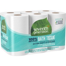 Seventh Generation 100% Recycled Bathroom Tissue - 2 Ply - 4" x 4" - 240 Sheets/Roll - White - Paper - 12 Per Pack - 4 / Carton