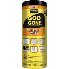 Goo Gone Tough Task Wipes - 24 / Canister - 1 Each - Disposable, Non-abrasive - White