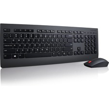 Lenovo Professional Wireless Keyboard and Mouse Combo - USB Wireless RF 2.40 GHz Keyboard - English (US) - Black - USB Wireless RF Mouse - Laser - 1600 dpi - 5 Button - Scroll Wheel - Black - Media Center Hot Key(s) - Symmetrical - AA - Compatible with PC