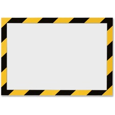 DURABLE Twin-color Border Self Adhesive Security Frame - 2 / Pack - 8.50" (215.90 mm) Holding Width x 11" (279.40 mm) Holding Height - Square Shape - Self-adhesive, Flexible, Magnetic - Black, Transparent, Yellow