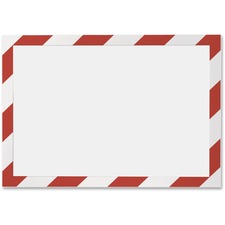 DURABLE Twin-color Border Self-adhesive Security Frame - Horizontal, Vertical - Self-adhesive, Flexible, Magnetic, Dual-sided - 2 / Pack - Red, White
