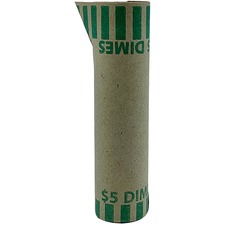 PAP-R Tubular Coin Wrap - 10¢ Denomination - Durable, Burst Resistant, Crimped, Pre-formed - 57 lb Basis Weight - Paper - Green - 1000 / Box