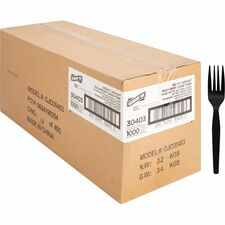 Genuine Joe Heavyweight Fork - 1 Piece(s) - 1000/Carton - Fork - 1 x Fork - Disposable - Textured - Black