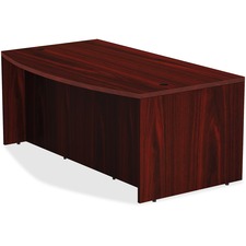 Lorell Chateau Series Bowfront Desk - 36" x 72"29.5" , 1.5" Top - Reeded Edge
