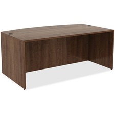 Lorell Essentials Series Bowfront Desk Shell - 71" x 41.4"29.5" Desk, 0.1" Edge - Material: Metal - Finish: Walnut, Laminate
