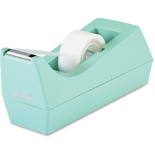 Scotch C38 Desk Tape Dispenser - Holds Total 1 Tape(s) - Refillable - Non-skid Base, Weighted Base - Plastic - Mint Green - 1 Each